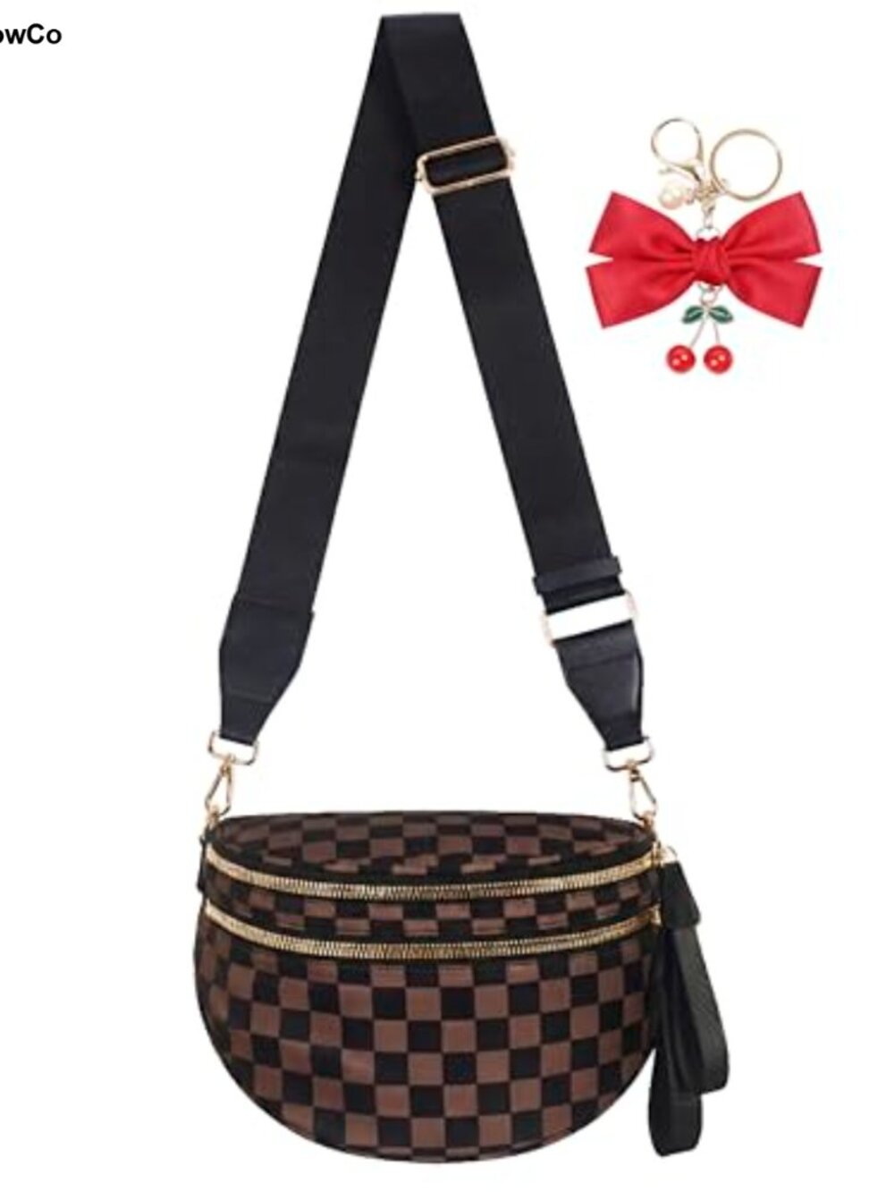 Nylon Checkered Crossbody Bag Sling Travel Purse